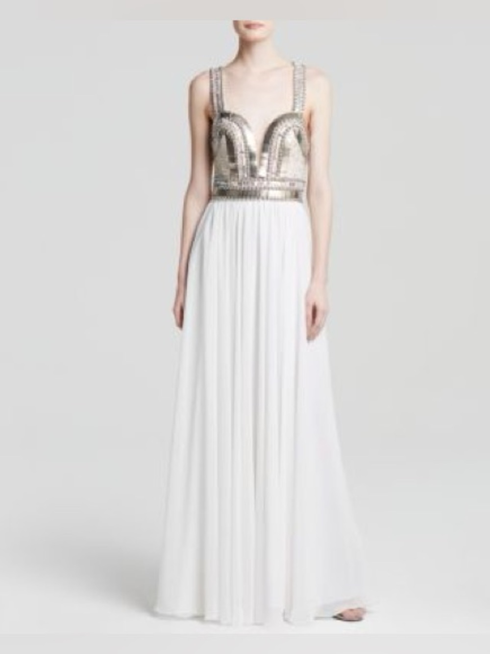 Terani Couture White Maxi Gown with Silver Embellished Bodice - Picture 8 of 8